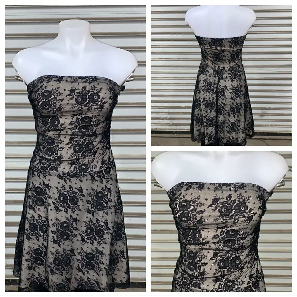 Styles dress black lace vintage strapless size Small